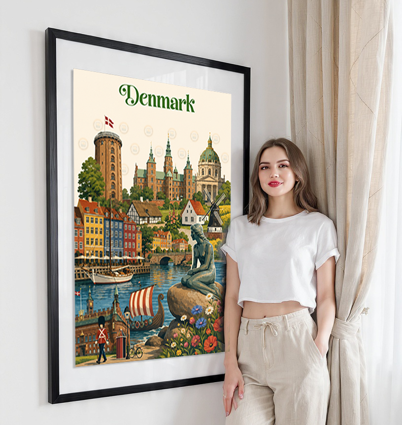 Denmark - Travel Poster Vintage Style Wall Art Print