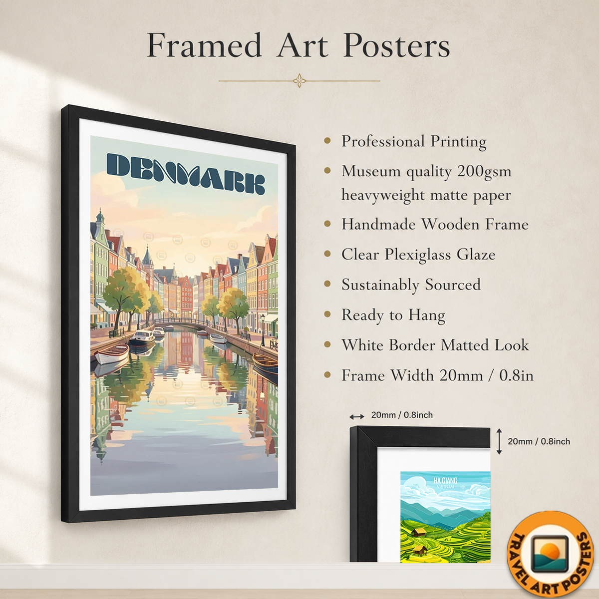 Denmark - Travel Poster Vintage Style Wall Art Print