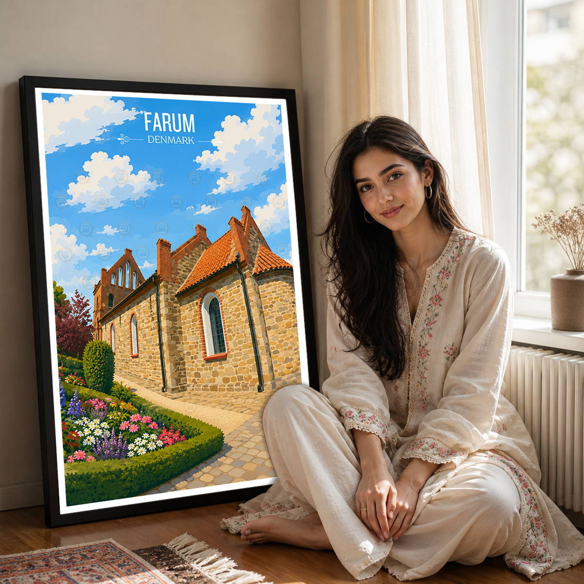 Farum - Denmark - Travel Poster Vintage Style Wall Art Print