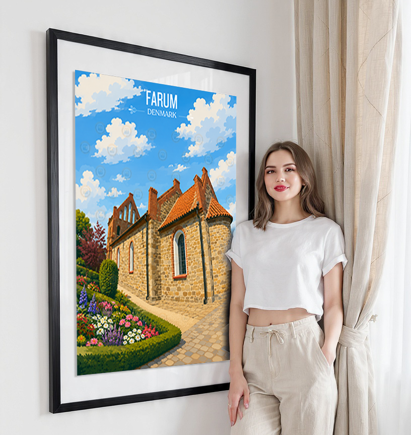 Farum - Denmark - Travel Poster Vintage Style Wall Art Print