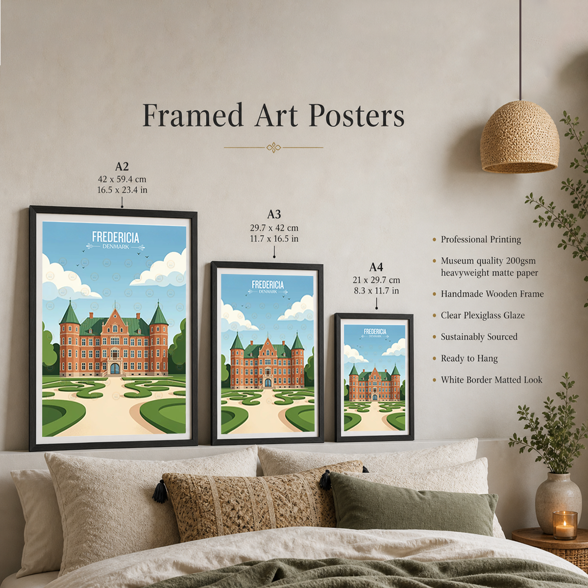 Fredericia - Denmark - Travel Poster Vintage Style Wall Art Print
