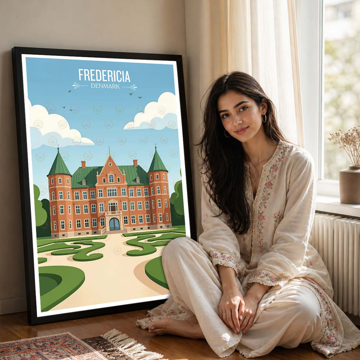 Fredericia - Denmark - Travel Poster Vintage Style Wall Art Print