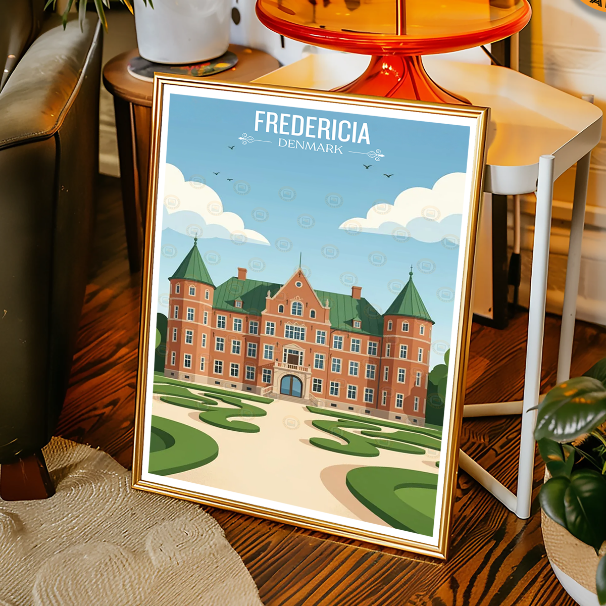 Fredericia - Denmark - Travel Poster Vintage Style Wall Art Print