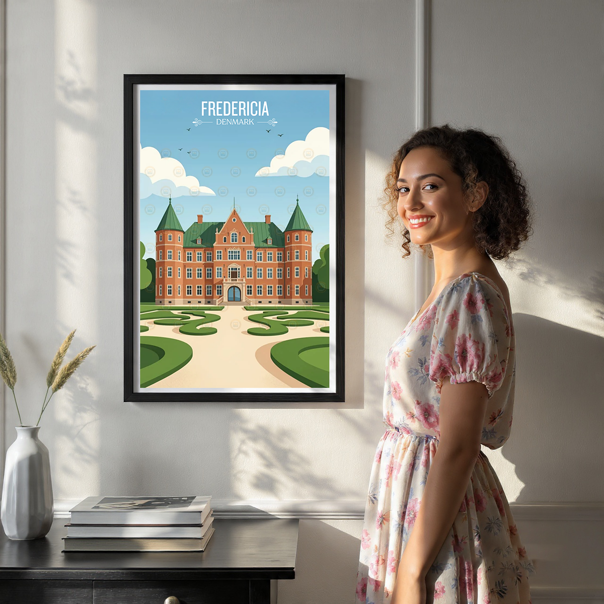 Fredericia - Denmark - Travel Poster Vintage Style Wall Art Print