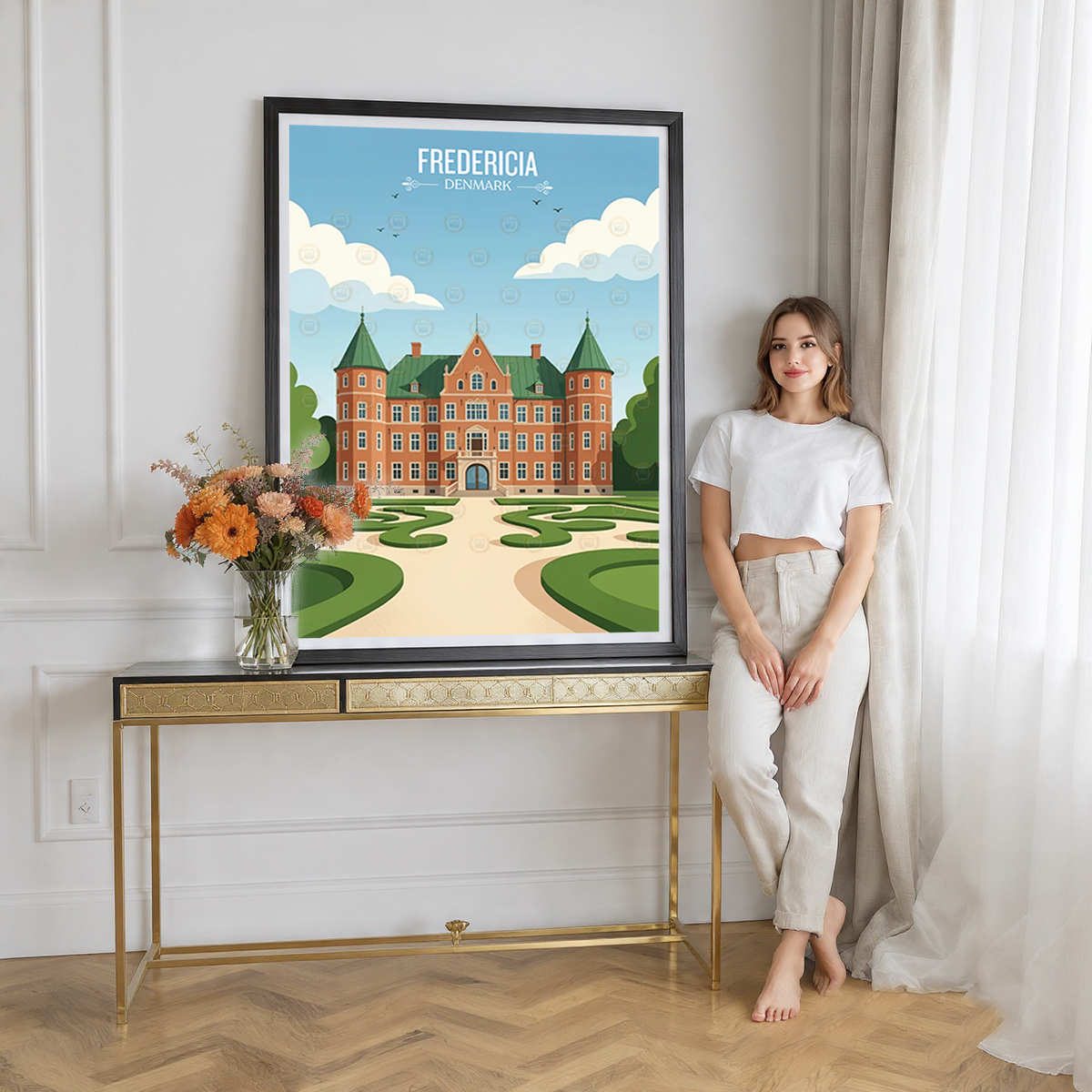 Fredericia - Denmark - Travel Poster Vintage Style Wall Art Print