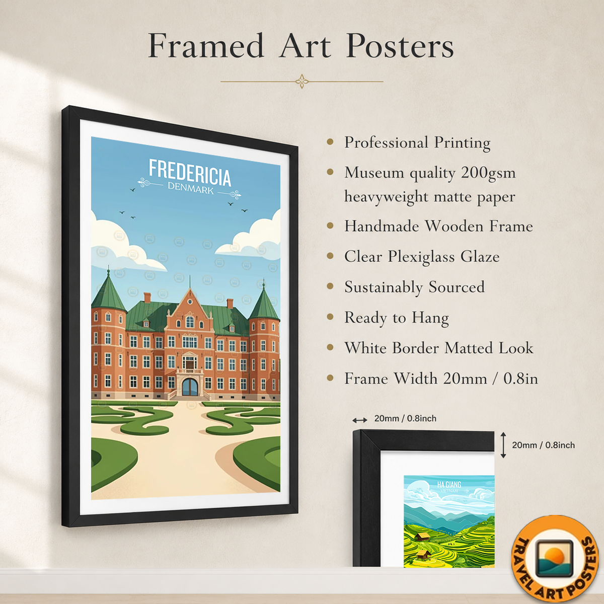 Fredericia - Denmark - Travel Poster Vintage Style Wall Art Print