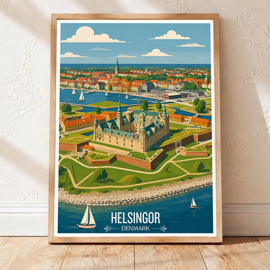 Helsingor - Denmark - Travel Poster Vintage Style Wall Art Print - Art Print - Travel Art Poster