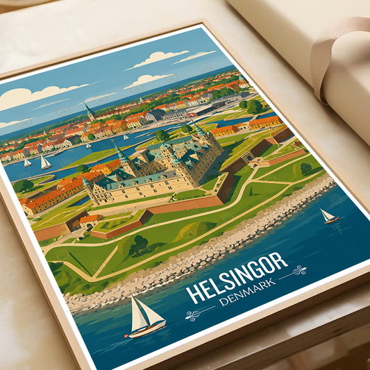 Helsingor - Denmark - Travel Poster Vintage Style Wall Art Print - Art Print - Travel Art Poster
