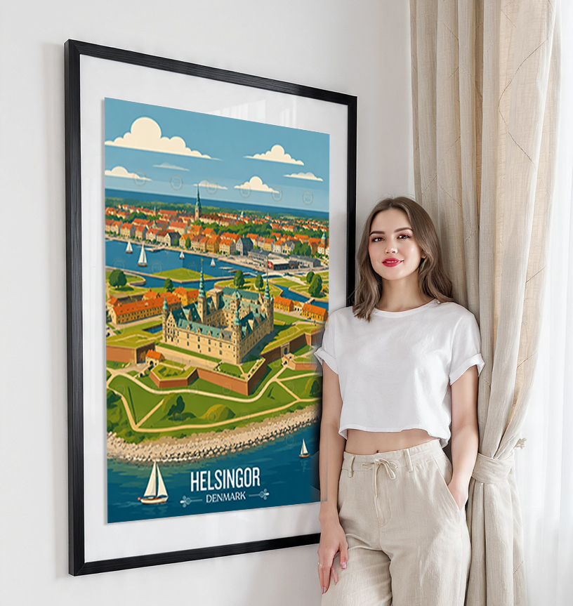 Helsingor - Denmark - Travel Poster Vintage Style Wall Art Print
