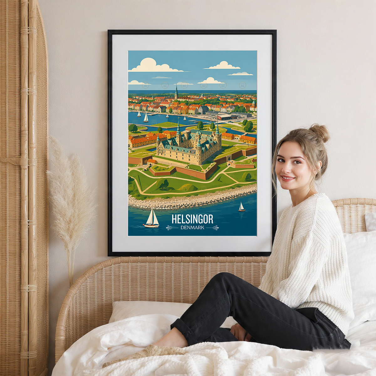 Helsingor - Denmark - Travel Poster Vintage Style Wall Art Print