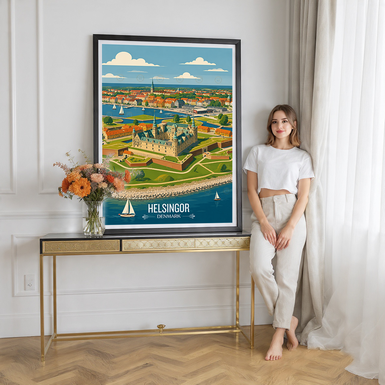 Helsingor - Denmark - Travel Poster Vintage Style Wall Art Print