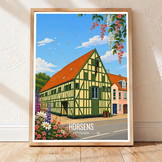 Horsens - Denmark - Travel Poster Vintage Style Wall Art Print - Art Print - Travel Art Poster