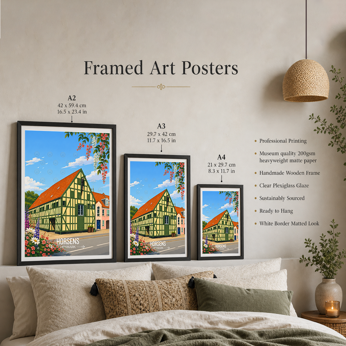 Horsens - Denmark - Travel Poster Vintage Style Wall Art Print