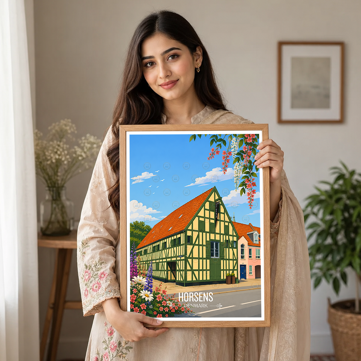 Horsens - Denmark - Travel Poster Vintage Style Wall Art Print