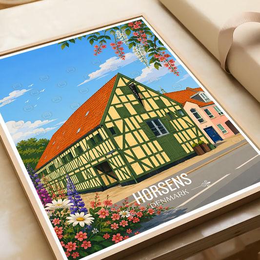 Horsens - Denmark - Travel Poster Vintage Style Wall Art Print - Art Print - Travel Art Poster