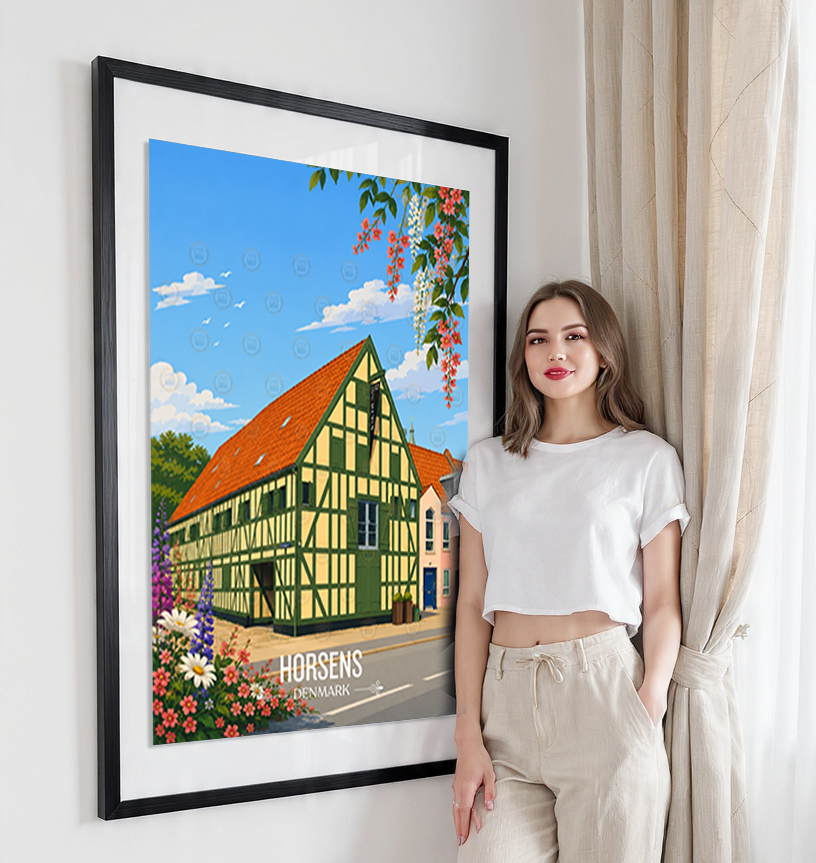 Horsens - Denmark - Travel Poster Vintage Style Wall Art Print