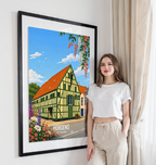 Horsens - Denmark - Travel Poster Vintage Style Wall Art Print