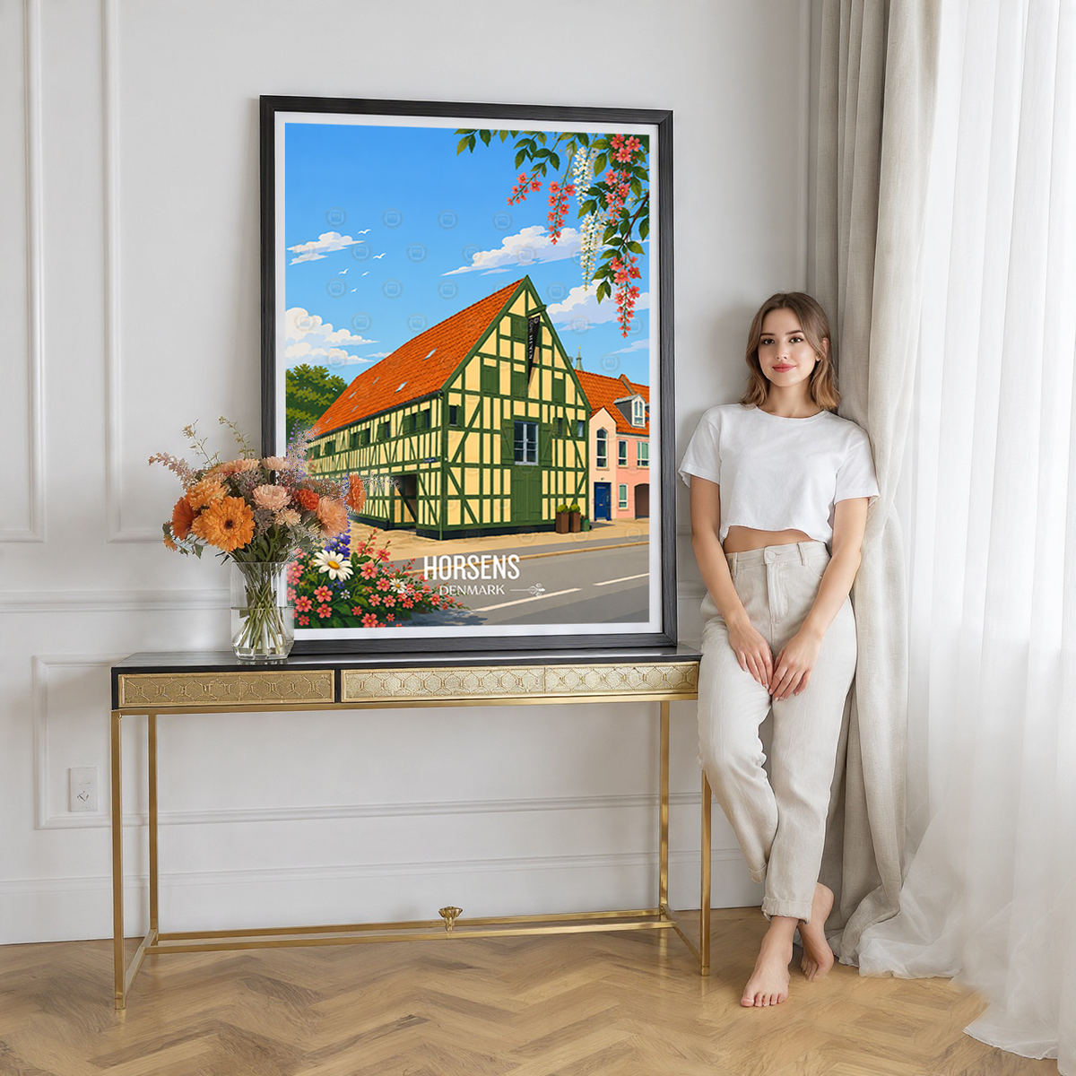 Horsens - Denmark - Travel Poster Vintage Style Wall Art Print