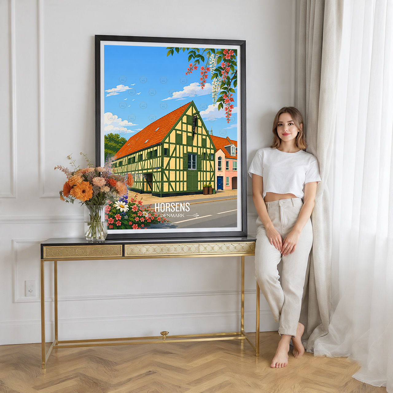 Horsens - Denmark - Travel Poster Vintage Style Wall Art Print