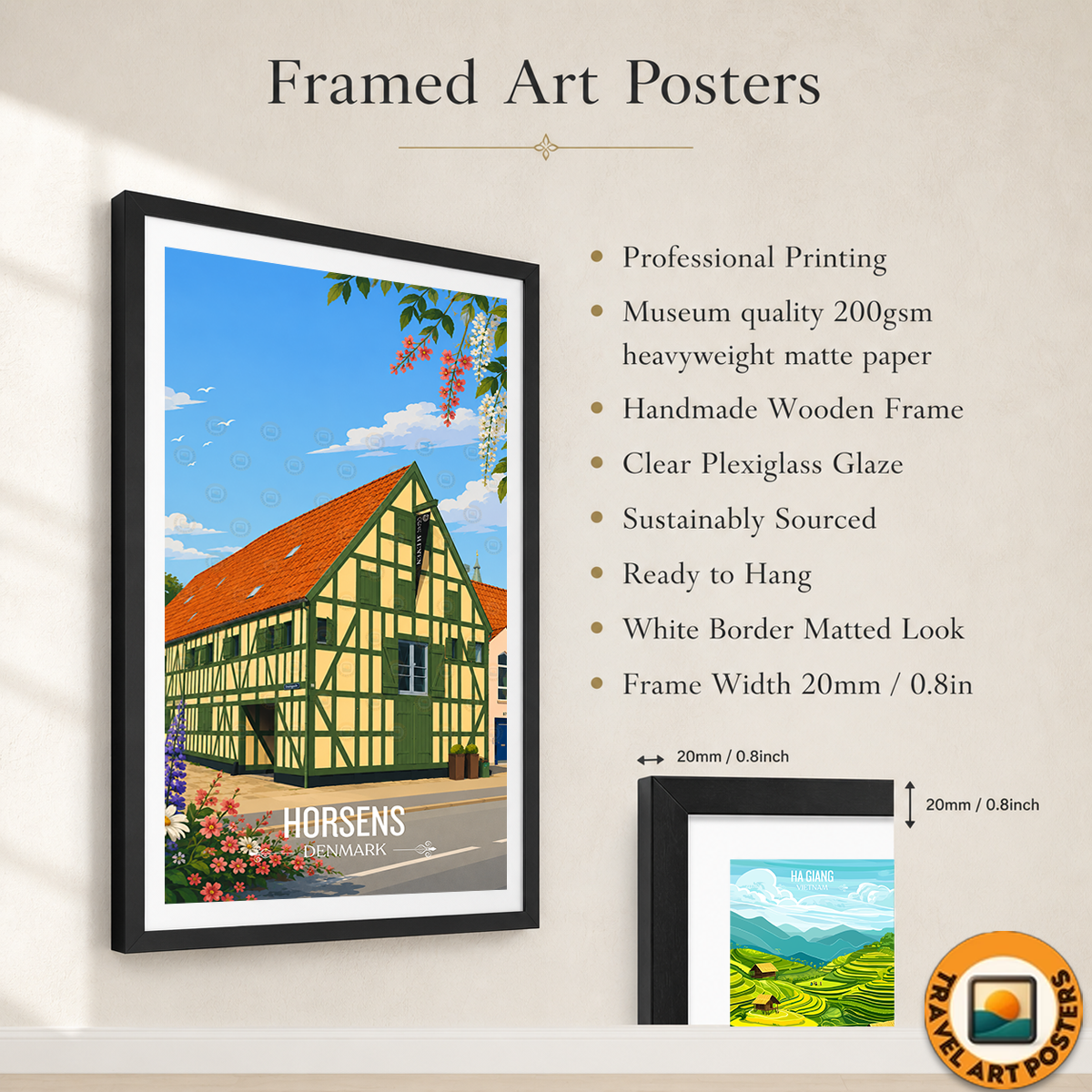 Horsens - Denmark - Travel Poster Vintage Style Wall Art Print