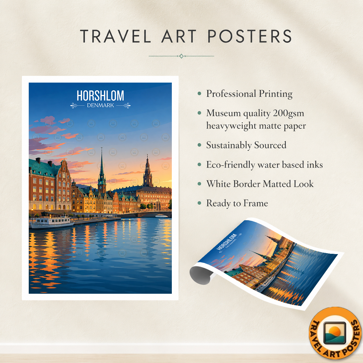 Hosholm - Denmark - Travel Poster Vintage Style Wall Art Print