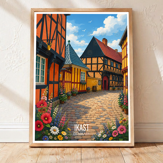 Ikast - Denmark - Travel Poster Vintage Style Wall Art Print - Art Print - Travel Art Poster