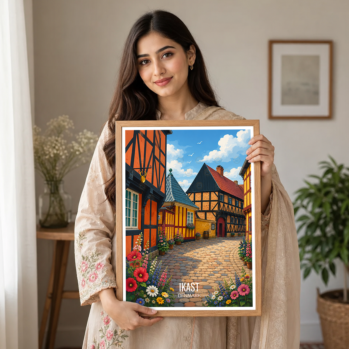 Ikast - Denmark - Travel Poster Vintage Style Wall Art Print