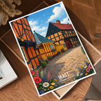 Ikast - Denmark - Travel Poster Vintage Style Wall Art Print