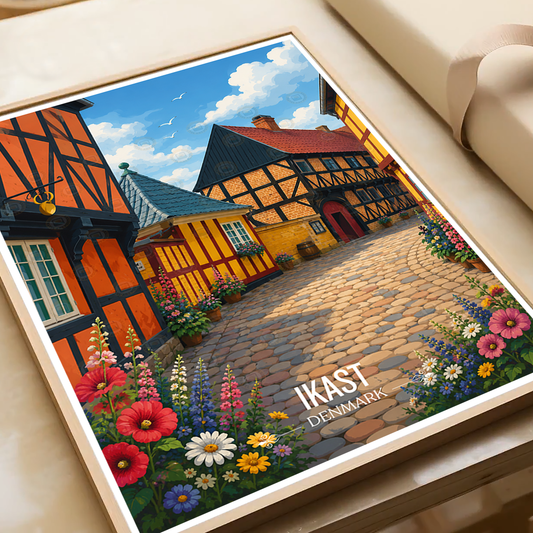 Ikast - Denmark - Travel Poster Vintage Style Wall Art Print - Art Print - Travel Art Poster