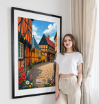 Ikast - Denmark - Travel Poster Vintage Style Wall Art Print