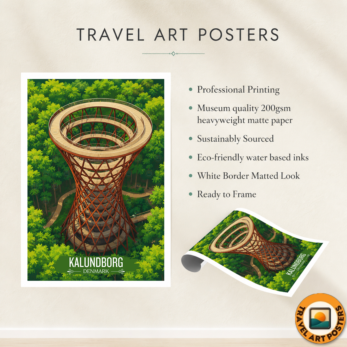 Kalundborg - Denmark - Travel Poster Vintage Style Wall Art Print