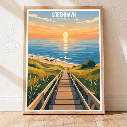 Kobenhavn - Denmark - Travel Poster Vintage Style Wall Art Print - Art Print - Travel Art Poster