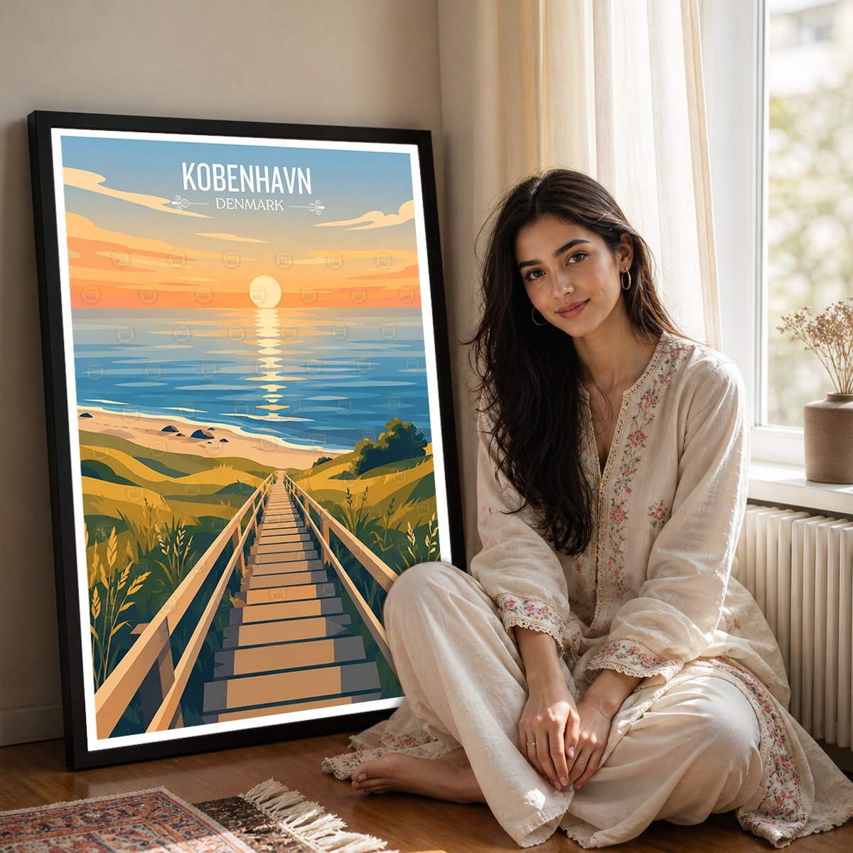Kobenhavn - Denmark - Travel Poster Vintage Style Wall Art Print