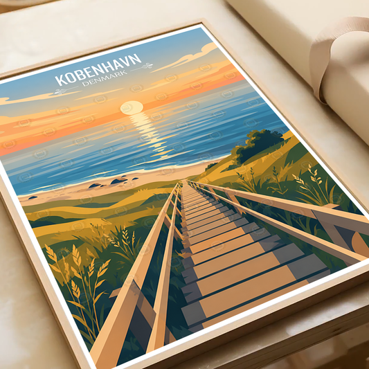 Kobenhavn - Denmark - Travel Poster Vintage Style Wall Art Print - Art Print - Travel Art Poster