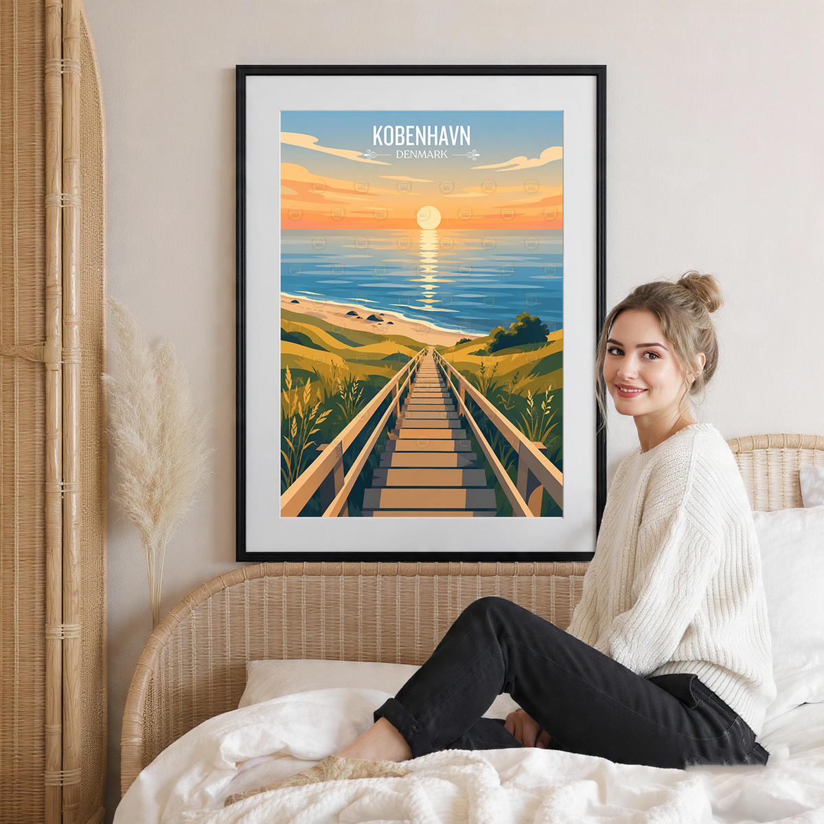 Kobenhavn - Denmark - Travel Poster Vintage Style Wall Art Print