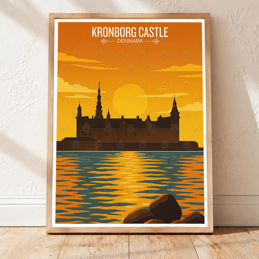 Kronborg Castle - Denmark - Travel Poster Vintage Style Wall Art Print - Art Print - Travel Art Poster