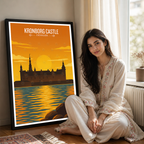 Kronborg Castle - Denmark - Travel Poster Vintage Style Wall Art Print