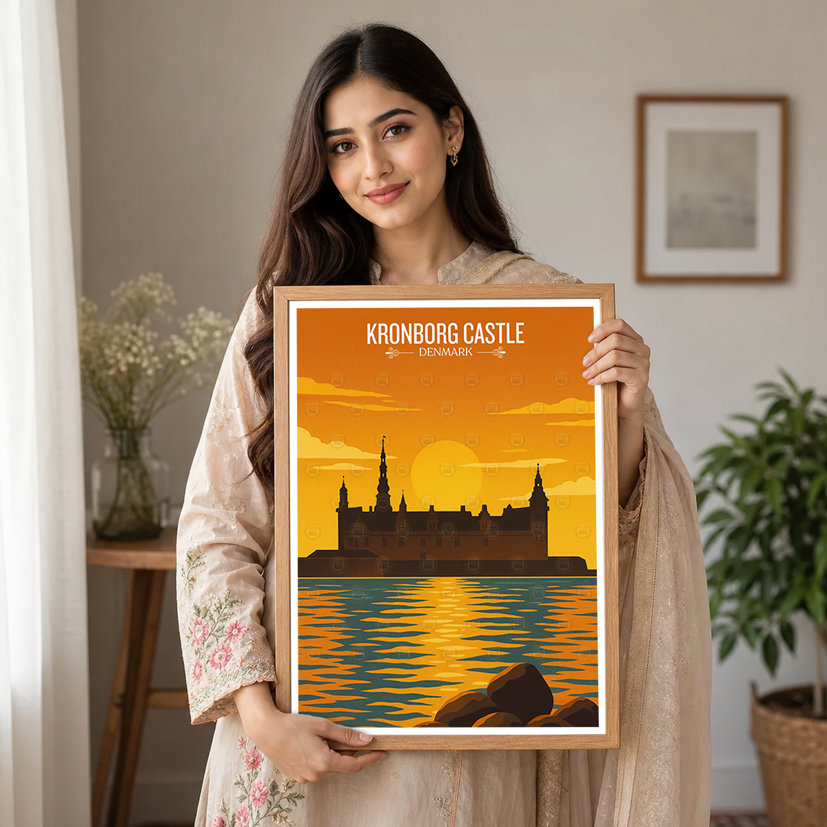 Kronborg Castle - Denmark - Travel Poster Vintage Style Wall Art Print