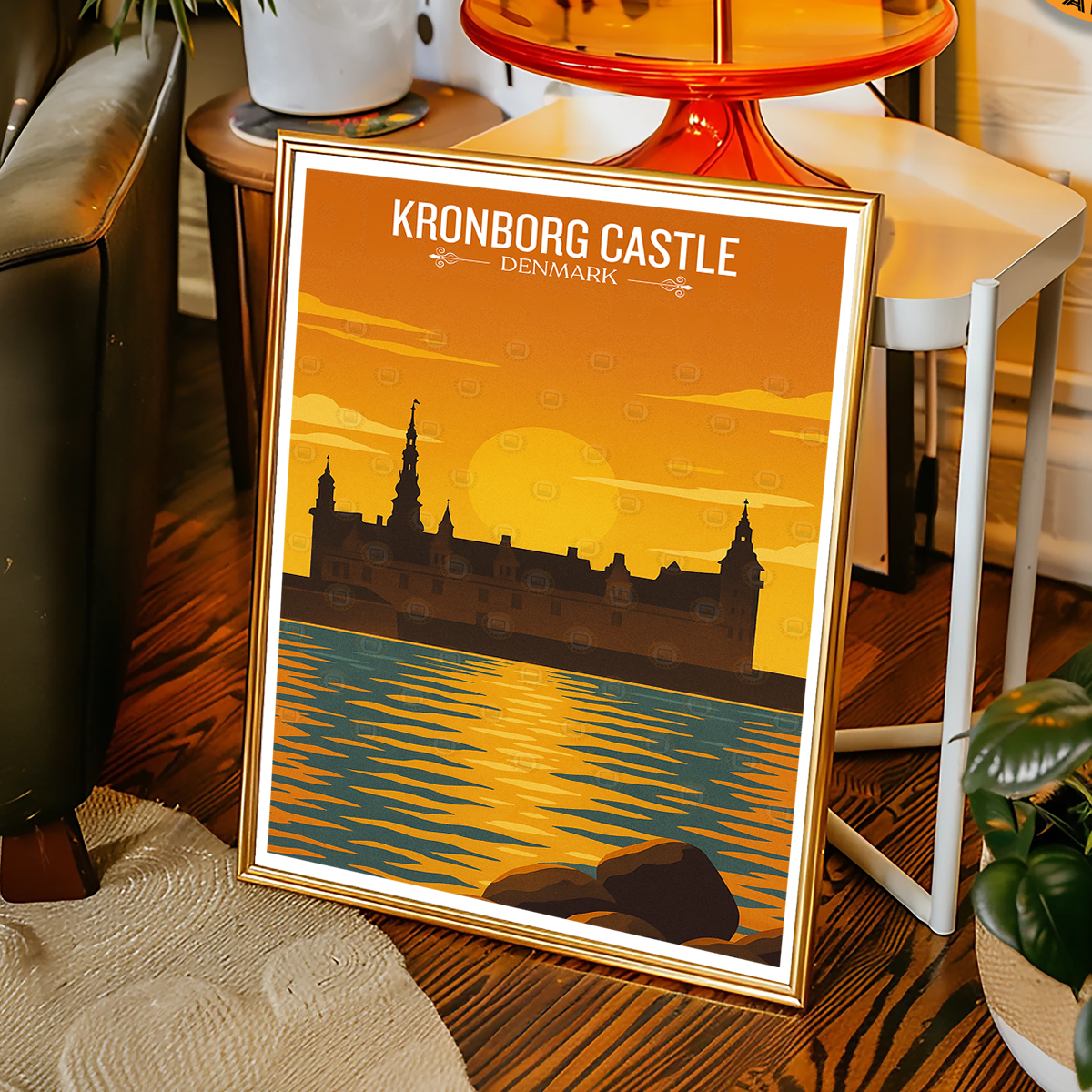 Kronborg Castle - Denmark - Travel Poster Vintage Style Wall Art Print