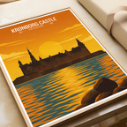 Kronborg Castle - Denmark - Travel Poster Vintage Style Wall Art Print