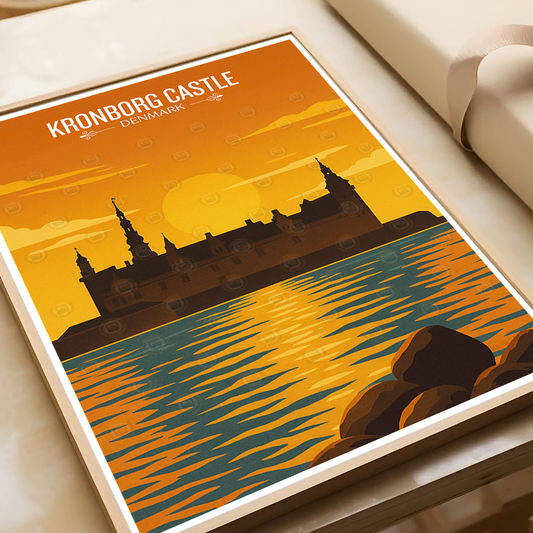 Kronborg Castle - Denmark - Travel Poster Vintage Style Wall Art Print - Art Print - Travel Art Poster