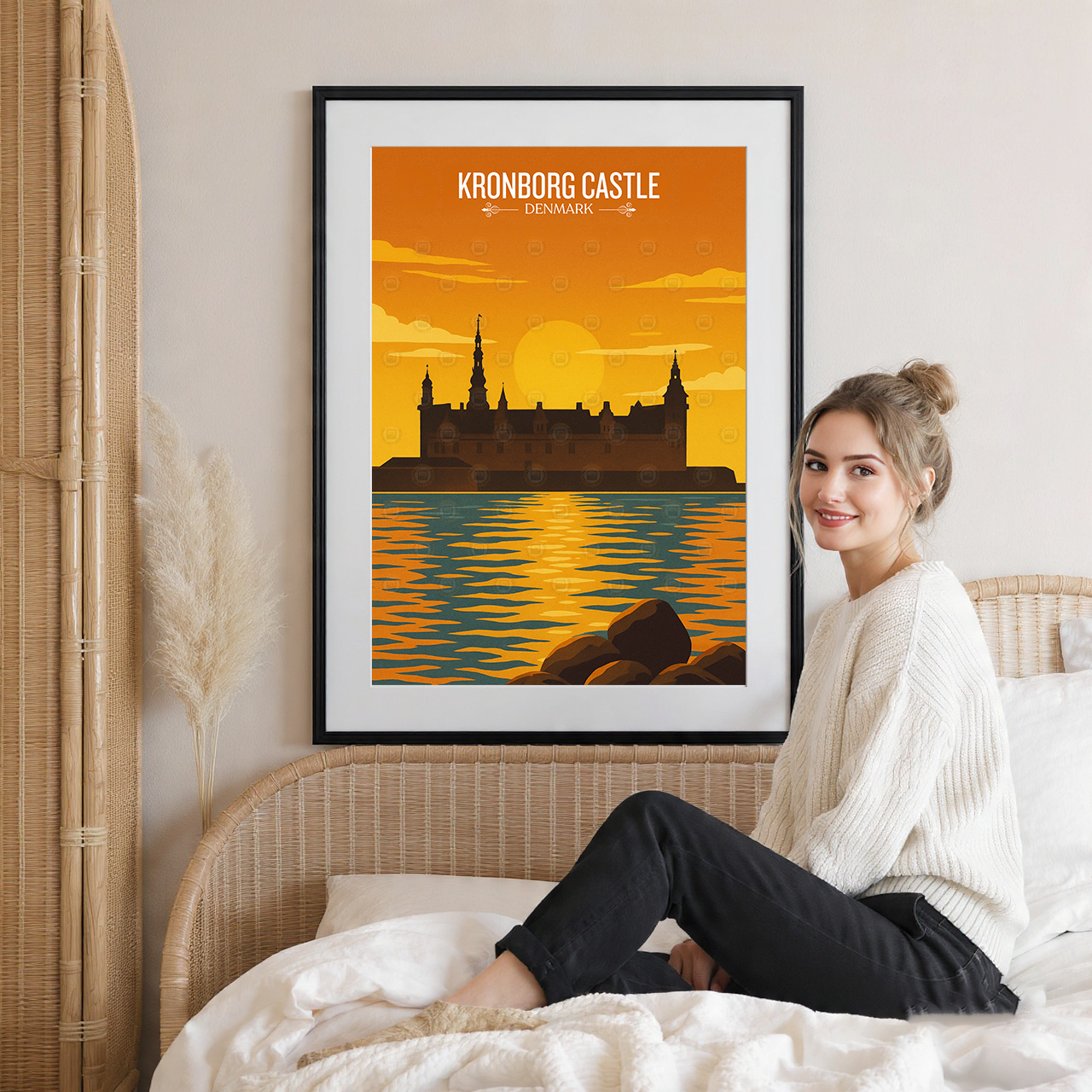 Kronborg Castle - Denmark - Travel Poster Vintage Style Wall Art Print