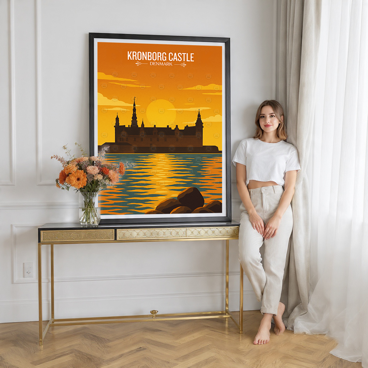 Kronborg Castle - Denmark - Travel Poster Vintage Style Wall Art Print