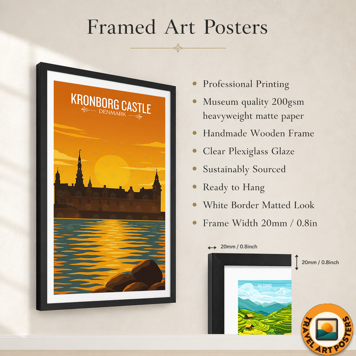 Kronborg Castle - Denmark - Travel Poster Vintage Style Wall Art Print