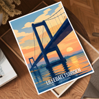 Lillebaeltsbroen - Denmark - Travel Poster Vintage Style Wall Art Print - Art Print - Travel Art Poster