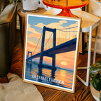 Lillebaeltsbroen - Denmark - Travel Poster Vintage Style Wall Art Print - Art Print - Travel Art Poster