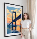 Lillebaeltsbroen - Denmark - Travel Poster Vintage Style Wall Art Print - Art Print - Travel Art Poster