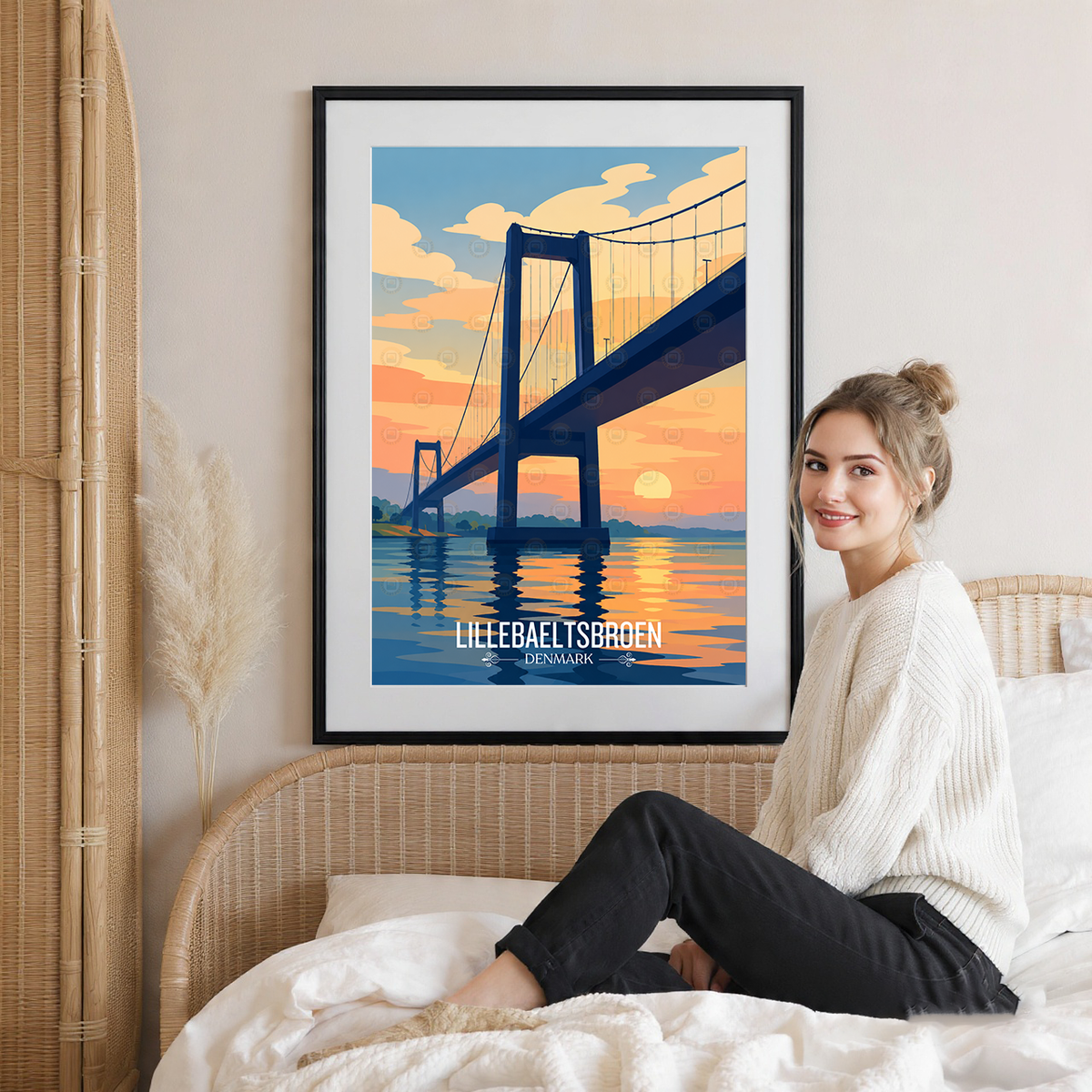 Lillebaeltsbroen - Denmark - Travel Poster Vintage Style Wall Art Print - Art Print - Travel Art Poster