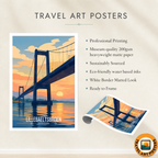 Lillebaeltsbroen - Denmark - Travel Poster Vintage Style Wall Art Print - Art Print - Travel Art Poster