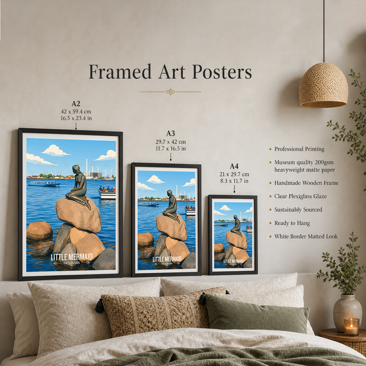 Little Mermaid - Denmark - Travel Poster Vintage Style Wall Art Print - Art Print - Travel Art Poster